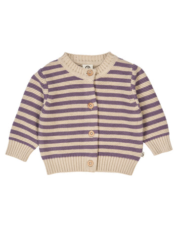 Cardigan tricotat în dungi din bumbac organic
