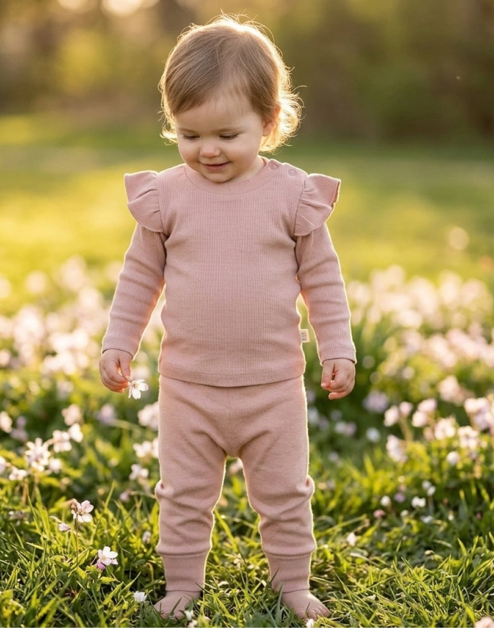 Set bluză și pantalon din bumbac organic