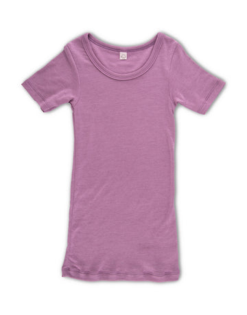 Tricou cu mâneca scurtă din lână fină și mătase